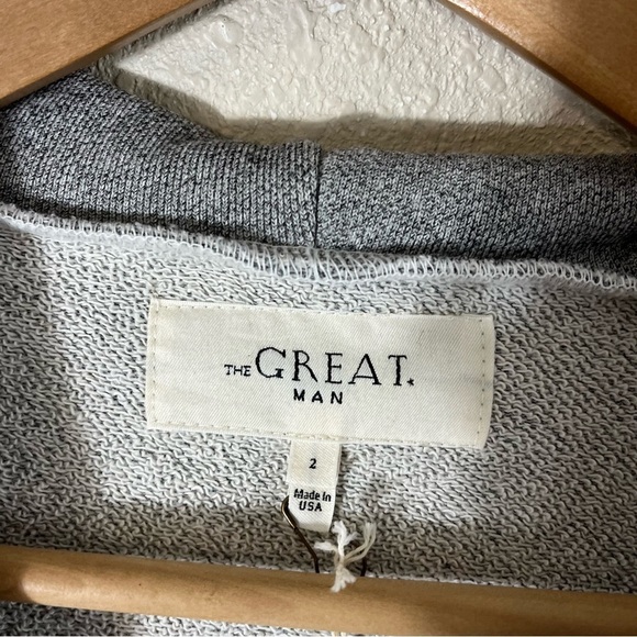 THE GREAT. MAN Varsity Grey The Men's Zip Up Hoodie - Picture 7 of 11